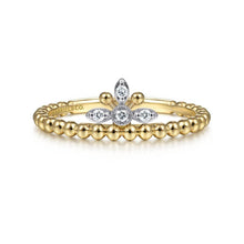 Load image into Gallery viewer, 14K Yellow-White Gold Beaded Diamond Crown Ring, 0.04ctw H/I...
