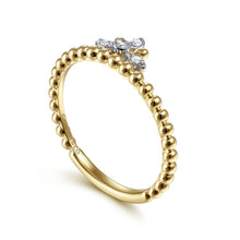 Load image into Gallery viewer, 14K Yellow-White Gold Beaded Diamond Crown Ring, 0.04ctw H/I...
