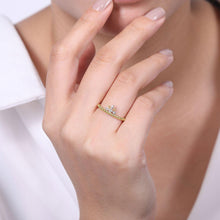 Load image into Gallery viewer, 14K Yellow-White Gold Beaded Diamond Crown Ring, 0.04ctw H/I...
