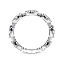 Load image into Gallery viewer, 14K White Gold Diamond Cluster Station Stackable Ring, 0.38c...
