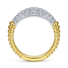 Load image into Gallery viewer, 14K White-Yellow Gold Pavé Diamond and Bujukan Bead Wide Ban...
