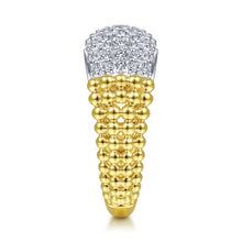 Load image into Gallery viewer, 14K White-Yellow Gold Pavé Diamond and Bujukan Bead Wide Ban...
