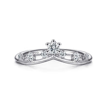 Load image into Gallery viewer, 14K White Gold Diamond Chevron Ring, 0.2ctw H/I-SI, ctw 0.21
