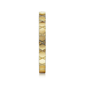 14KT yellow gold band with X pattern