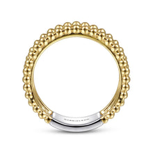 Load image into Gallery viewer, 14K White-Yellow Gold Three Row Diamond and Bujukan Bead Rin...
