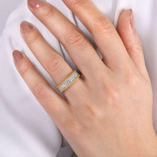 Load image into Gallery viewer, 14K White-Yellow Gold Three Row Diamond and Bujukan Bead Rin...
