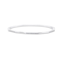 Load image into Gallery viewer, 14KT white gold geometric bangle bracelet with 0.23ctw round...
