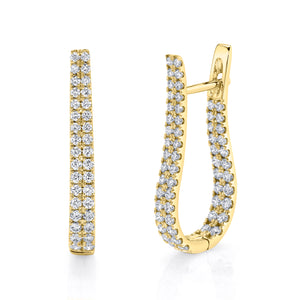 14KT yellow gold inside out drop hoop earrings with 1.09ctw ...