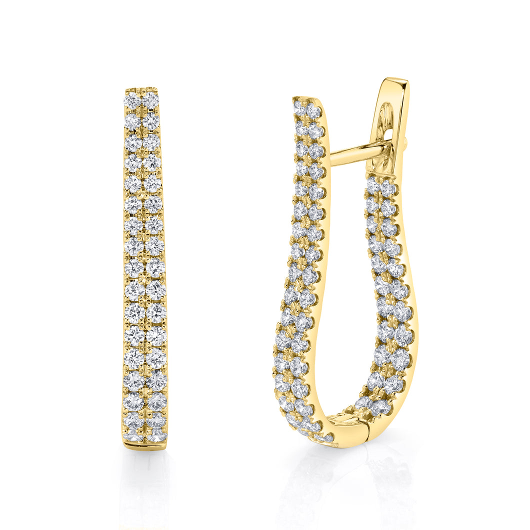 14KT yellow gold inside out drop hoop earrings with 1.09ctw ...