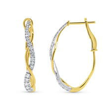 Load image into Gallery viewer, 14KT Y/W Gold Winding Hoop Earrings with 0.57ctw diamonds, G...
