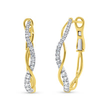 Load image into Gallery viewer, 14KT Y/W Gold Winding Hoop Earrings with 0.57ctw diamonds, G...
