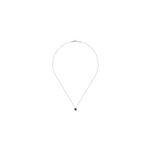 Load image into Gallery viewer, 14K White Gold Amethyst and Diamond Halo Pendant Necklace, 0...
