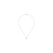 Load image into Gallery viewer, 14K White Gold Aquamarine and Diamond Halo Pendant Necklace,...
