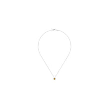 Load image into Gallery viewer, 14K White Gold Round Citrine and Diamond Halo Pendant Neckla...
