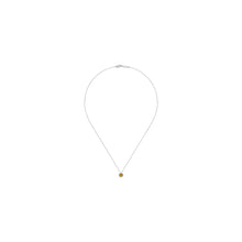 Load image into Gallery viewer, 14K White Gold Round Citrine and Diamond Halo Pendant Neckla...
