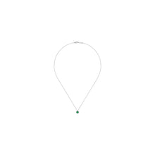 Load image into Gallery viewer, 14K White Gold Emerald and Diamond Halo Pendant Necklace, 0....

