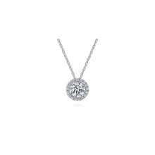 Load image into Gallery viewer, 14K White Gold Diamond Halo Pendant Necklace, 0.59ctw H/I-SI
