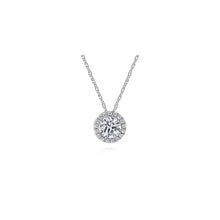 Load image into Gallery viewer, 14K White Gold Diamond Halo Pendant Necklace, 0.59ctw H/I-SI
