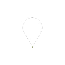 Load image into Gallery viewer, 14K White Gold Peridot and Diamond Halo Pendant Necklace, 0....
