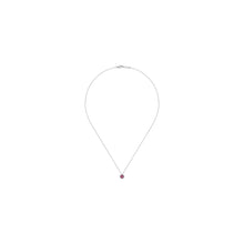 Load image into Gallery viewer, 14K White Gold Ruby and Diamond Halo Pendant Necklace, 0.06c...
