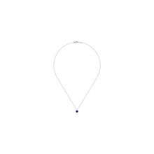 Load image into Gallery viewer, 14K White Gold Sapphire and Diamond Halo Pendant Necklace, 0...
