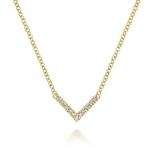 Load image into Gallery viewer, 14K Yellow Gold V Shaped Diamond Bar Necklace, 0.06ctw H/I-S...
