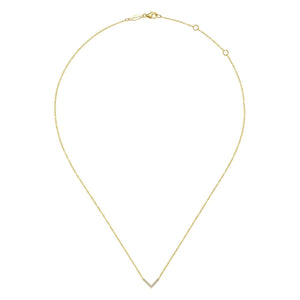 14K Yellow Gold V Shaped Diamond Bar Necklace, 0.06ctw H/I-S...