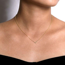Load image into Gallery viewer, 14K Yellow Gold V Shaped Diamond Bar Necklace, 0.06ctw H/I-S...
