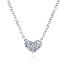 Load image into Gallery viewer, 14k White Gold Pave Diamond Pendant Heart Necklace, 0.05ctw,...
