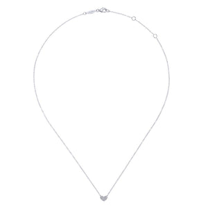 14k White Gold Pave Diamond Pendant Heart Necklace, 0.05ctw,...