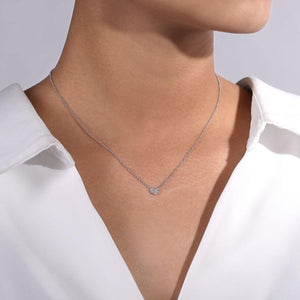 14k White Gold Pave Diamond Pendant Heart Necklace, 0.05ctw,...