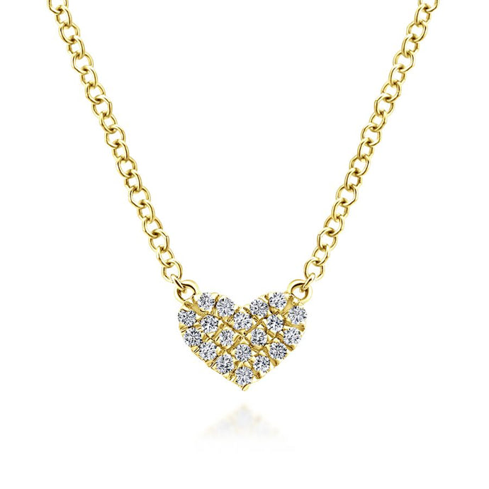 14k Yellow Gold Diamond Heart Necklace, 0.05ctw, H/I-SI