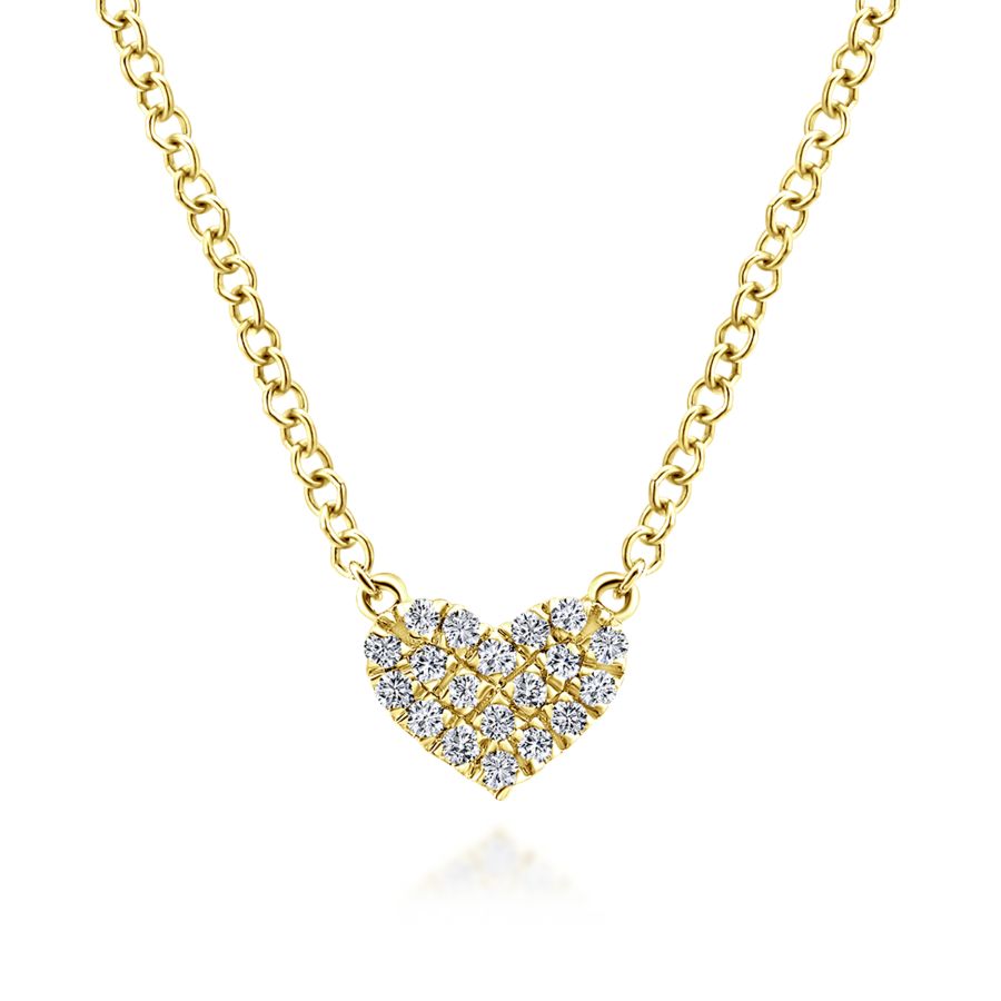 14k Yellow Gold Diamond Heart Necklace, 0.05ctw, H/I-SI