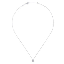 Load image into Gallery viewer, 14K White Gold Cushion Halo Round Diamond Pendant Necklace, ...
