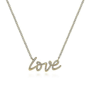 14KT yellow gold love necklace, 17.5" chain