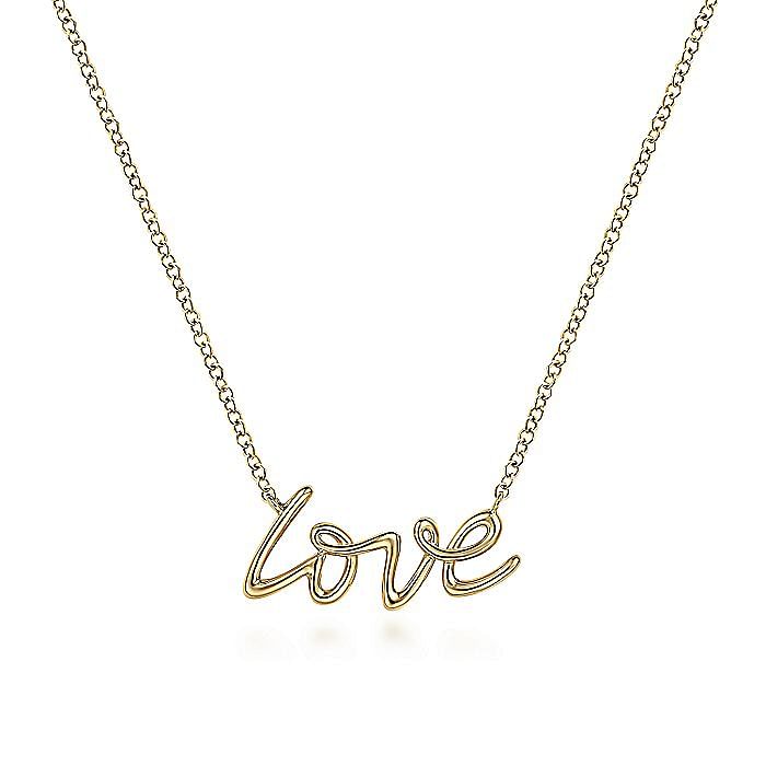 14KT yellow gold love necklace, 17.5