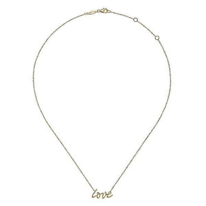 14KT yellow gold love necklace, 17.5" chain