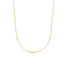 Load image into Gallery viewer, 14K Yellow Gold Diamond Shaped Disc Station Necklace, 32&quot;
