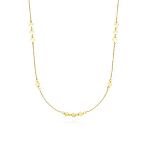 14K Yellow Gold Diamond Shaped Disc Station Necklace, 32"