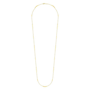 14K Yellow Gold Diamond Shaped Disc Station Necklace, 32"