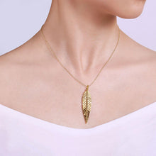 Load image into Gallery viewer, 14KT yellow gold leaf necklace

