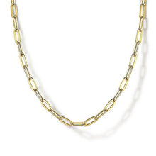 Load image into Gallery viewer, 14K Yellow Gold Hollow Paperclip Chain Necklace, 32"
