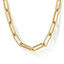 Load image into Gallery viewer, 14KT yellow gold hollow paperclip necklace, 17 inches
