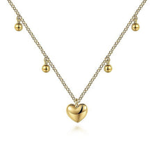 Load image into Gallery viewer, 14KT yellow gold heart drop necklace, 17.5&quot;
