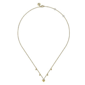 14KT yellow gold heart drop necklace, 17.5"