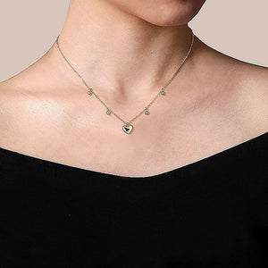 14KT yellow gold heart drop necklace, 17.5"