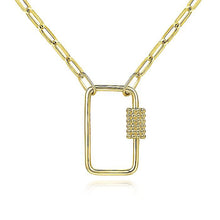 Load image into Gallery viewer, 14KT yellow gold threaded pendant on a hollow paperclip neck...
