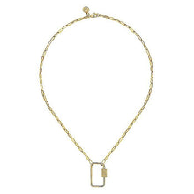 Load image into Gallery viewer, 14KT yellow gold threaded pendant on a hollow paperclip neck...
