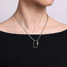 Load image into Gallery viewer, 14KT yellow gold threaded pendant on a hollow paperclip neck...
