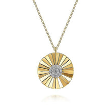 Load image into Gallery viewer, 14KT yellow gold round diamond cut texture necklace, with 0....
